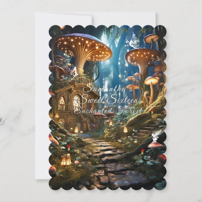 Sweet Sixteen Enchanted Forest Fairies Cottage  Invitation (Front)