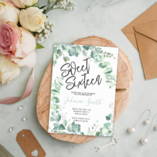 Sweet Sixteen Eucalyptus 16th Birthday Invitation