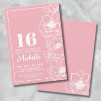 Sweet Sixteen Floral Pink 16th Birthday
