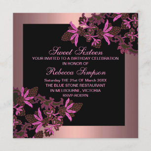 Sweet Sixteen Floral Pink Birthday Invitation