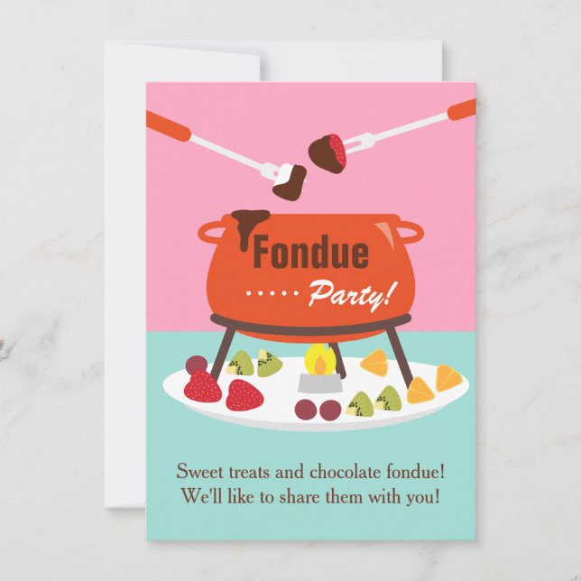 Sweet Sixteen Fondue Birthday Party Invitations (Front)