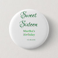 Sweet Sixteen green name date calligraphy boho ret