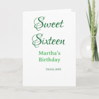 Sweet Sixteen green name date calligraphy boho ret