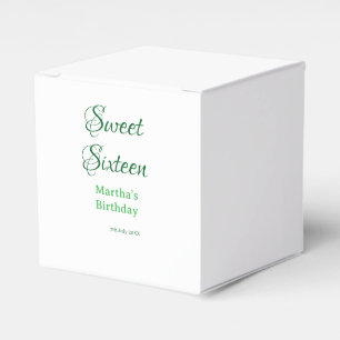 Sweet Sixteen green name date calligraphy boho ret Favour Box