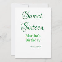 Sweet Sixteen green name date calligraphy boho ret
