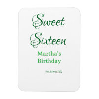 Sweet Sixteen green name date calligraphy boho ret