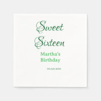 Sweet Sixteen green name date calligraphy boho ret