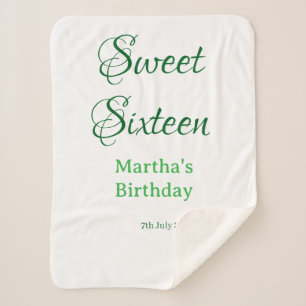 Sweet Sixteen green name date calligraphy boho ret Sherpa Blanket