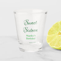 Sweet Sixteen green name date calligraphy boho ret