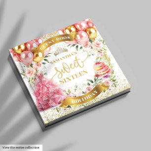 Sweet Sixteen Guest Book Blush Gold Glitter