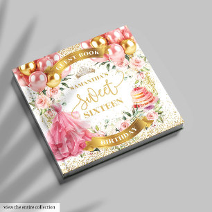 Sweet Sixteen Guest Book Blush Pink Flowers