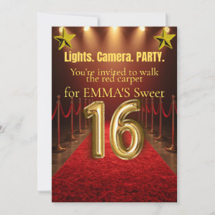 Sweet Sixteen Hollywood Glam Invitation – Black & 