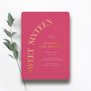 Sweet Sixteen   Hot Pink and Gold 16th Birthday