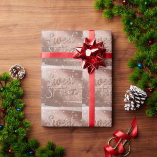 Sweet Sixteen In Rose Gold and Pearls Wrapping Paper