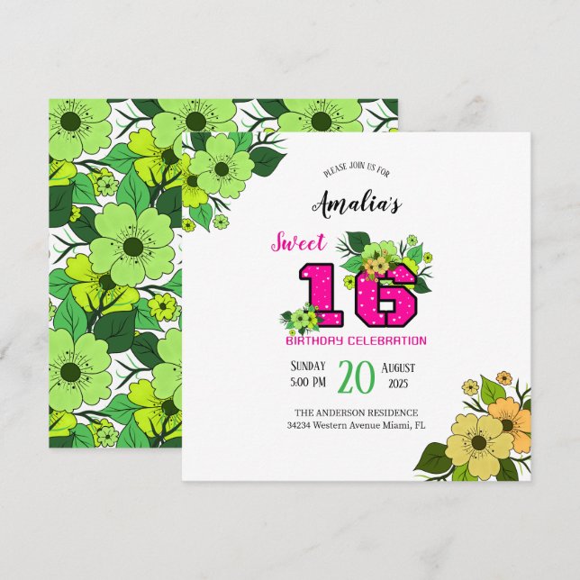 Sweet sixteen invitation (Front/Back)