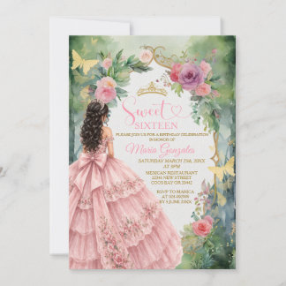 Sweet Sixteen Invitation Pink Floral Garden