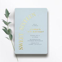 Sweet Sixteen | Light Blue and Gold 16th Birthday