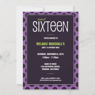 Sweet Sixteen Lime & Purple | Party Invitations