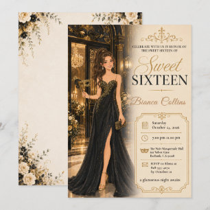 Sweet Sixteen Masquerade Glamour Invitation