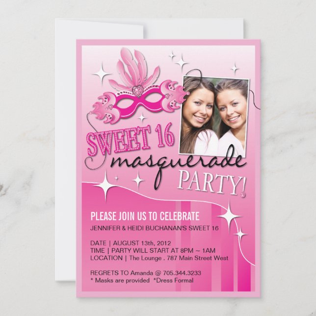 SWEET SIXTEEN MASQUERADE INVITATION (Front)