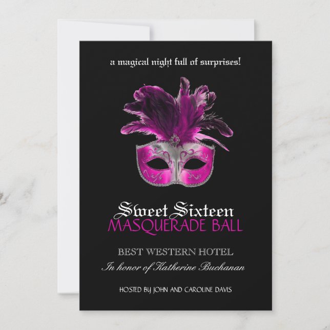 Sweet Sixteen Masquerade Invitation (Front)