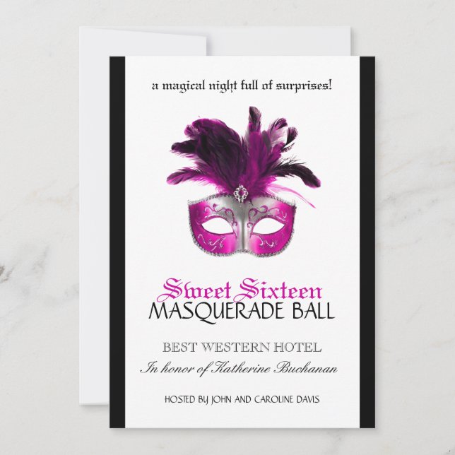 Sweet Sixteen Masquerade Invitation (Front)