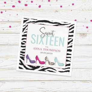 Sweet Sixteen Modern Glam Girly Birthday  Napkin