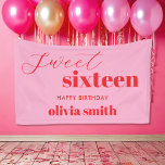 Sweet Sixteen Modern Pink Red 16th Birthday Banner<br><div class="desc">Minimalist sweet sixteen 16th birthday banner featuring simple modern typography in pink and red colour.</div>