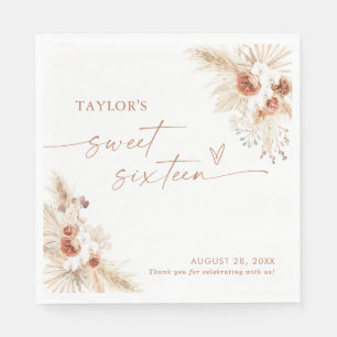 Sweet Sixteen Napkins, Terracotta Boho Sixteen Napkin