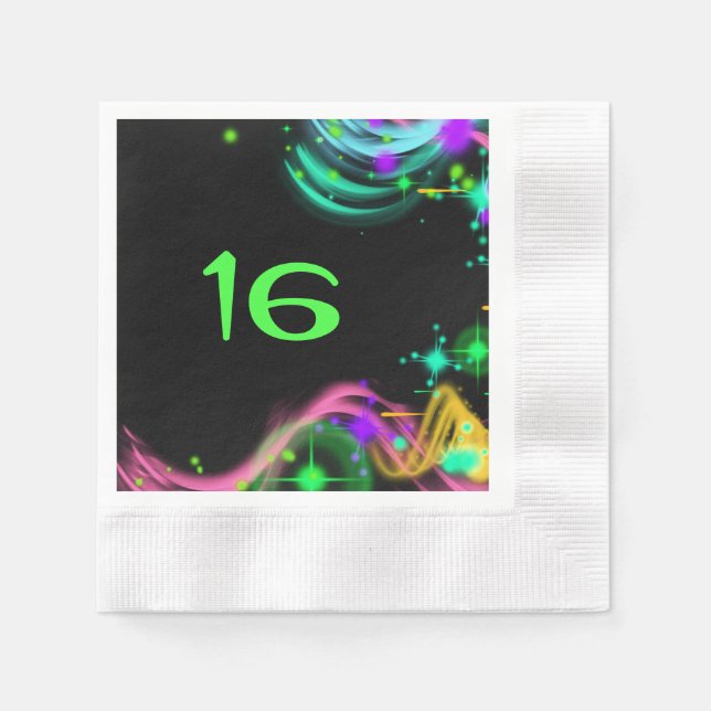 Sweet Sixteen,  Paint Splatter,  Custom Napkin (Front)