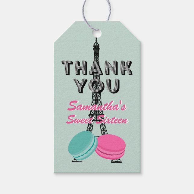 Sweet Sixteen Paris Birthday Thank You Gift Tag (Front)