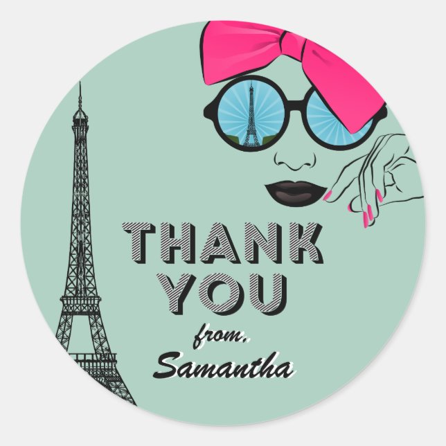 Sweet Sixteen Paris Birthday Thank You Sticker (Front)
