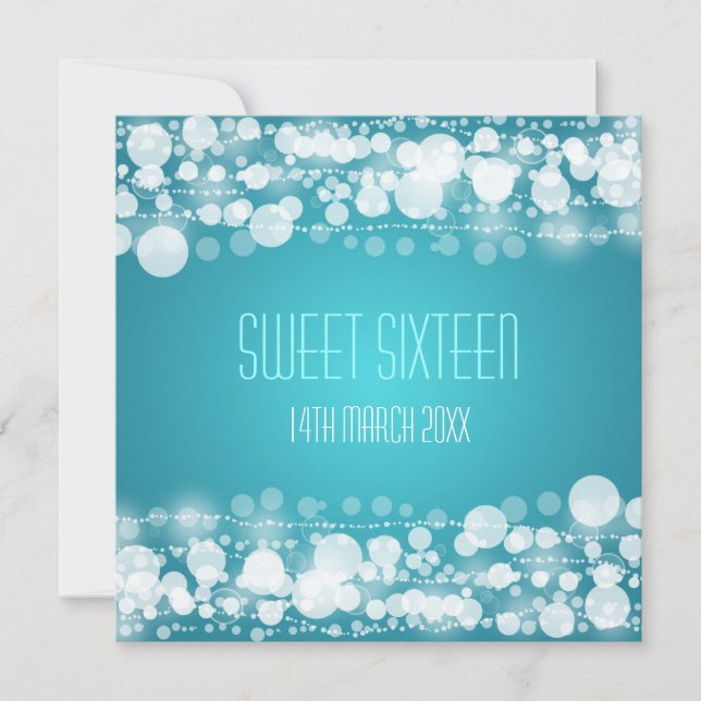 Sweet Sixteen Party Dotted Decoration Blue Invitation (Front)