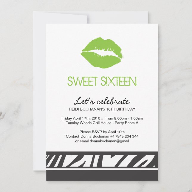 Sweet Sixteen Party Invitation (Front)