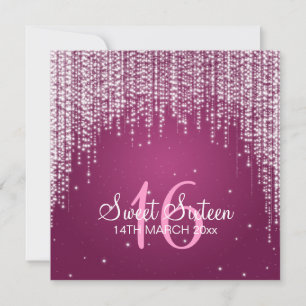 Sweet Sixteen Party Night Dazzle Pink Invitation