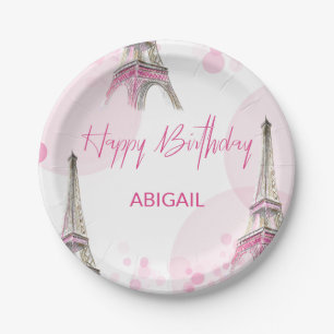 Sweet Sixteen Party Paris Eiffel Tower Pink Paper Plate
