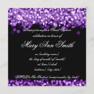 Sweet Sixteen Party Shimmering Purple Lights Invitation