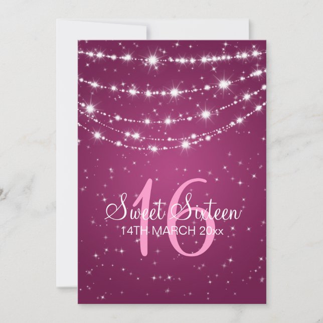 Sweet Sixteen Party Sparkling Chain Pink Invitation (Front)
