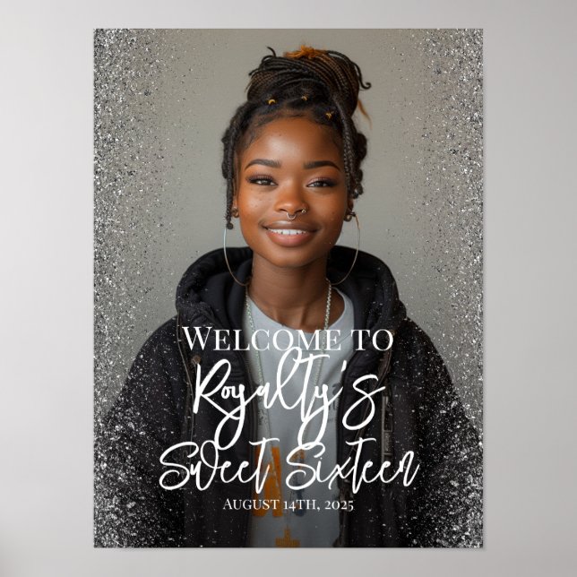 Sweet sixteen party welcome sign with photo (Front)