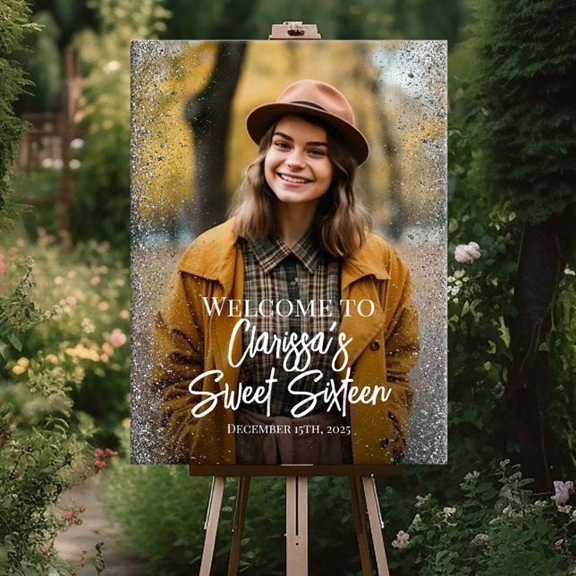Sweet sixteen party welcome sign with photo (Creator Uploaded)