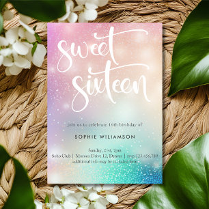 Sweet sixteen pastel lights birthday  invitation
