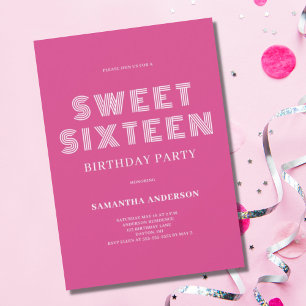 Sweet Sixteen Pink Birthday Invitation