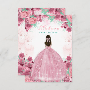 Sweet Sixteen Pink Blush Birthday Invitation Card