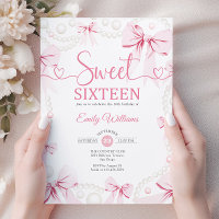 Sweet Sixteen Pink Bows Pearls Coquette