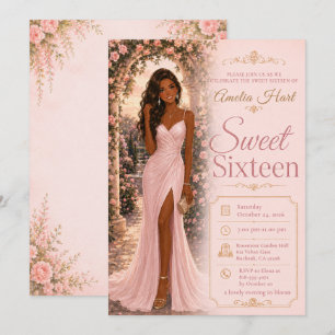 Sweet Sixteen Pink Garden Roses Invitation