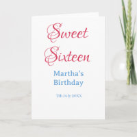 Sweet Sixteen pink name date calligraphy boho blue