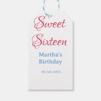 Sweet Sixteen pink name date calligraphy boho blue