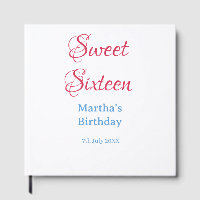 Sweet Sixteen pink name date calligraphy boho blue