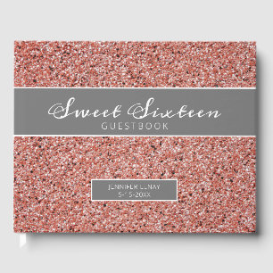 Sweet Sixteen Pink Rose Gold Glitter Guest Book