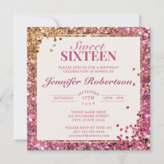 Sweet Sixteen Pink Shimmer Invitation
